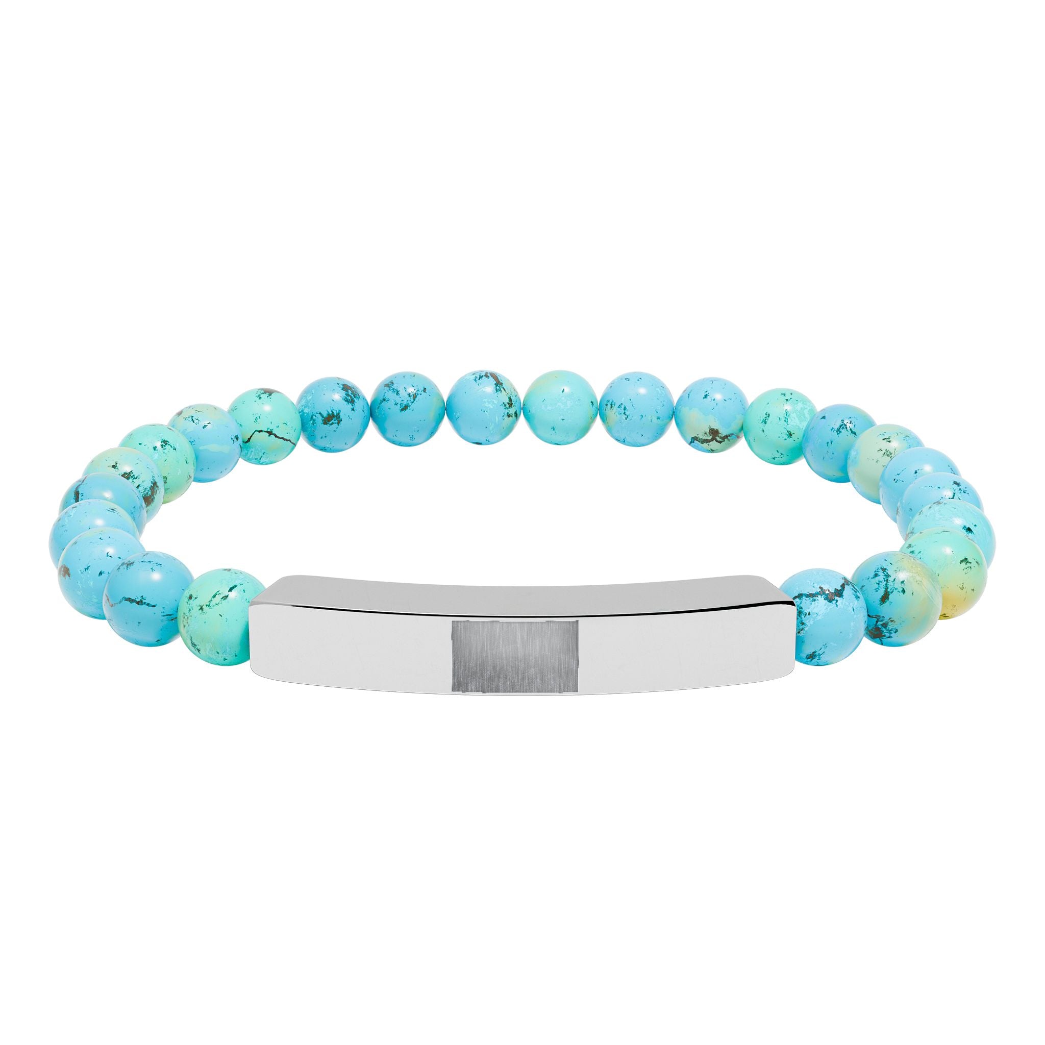 Natural Stone Stretch Bar Bracelet (Engraving)