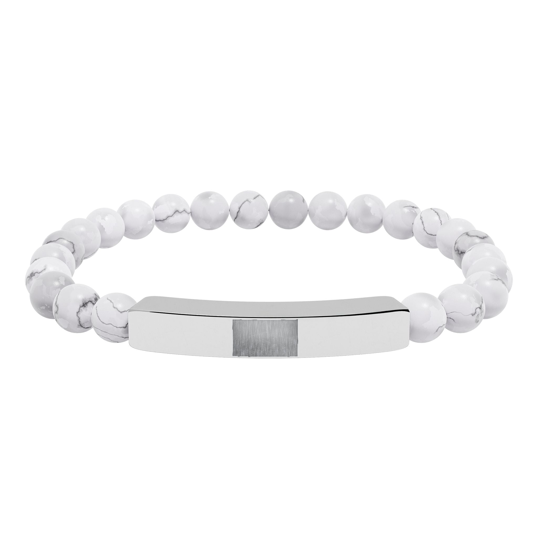 Natural Stone Stretch Bar Bracelet (Engraving)