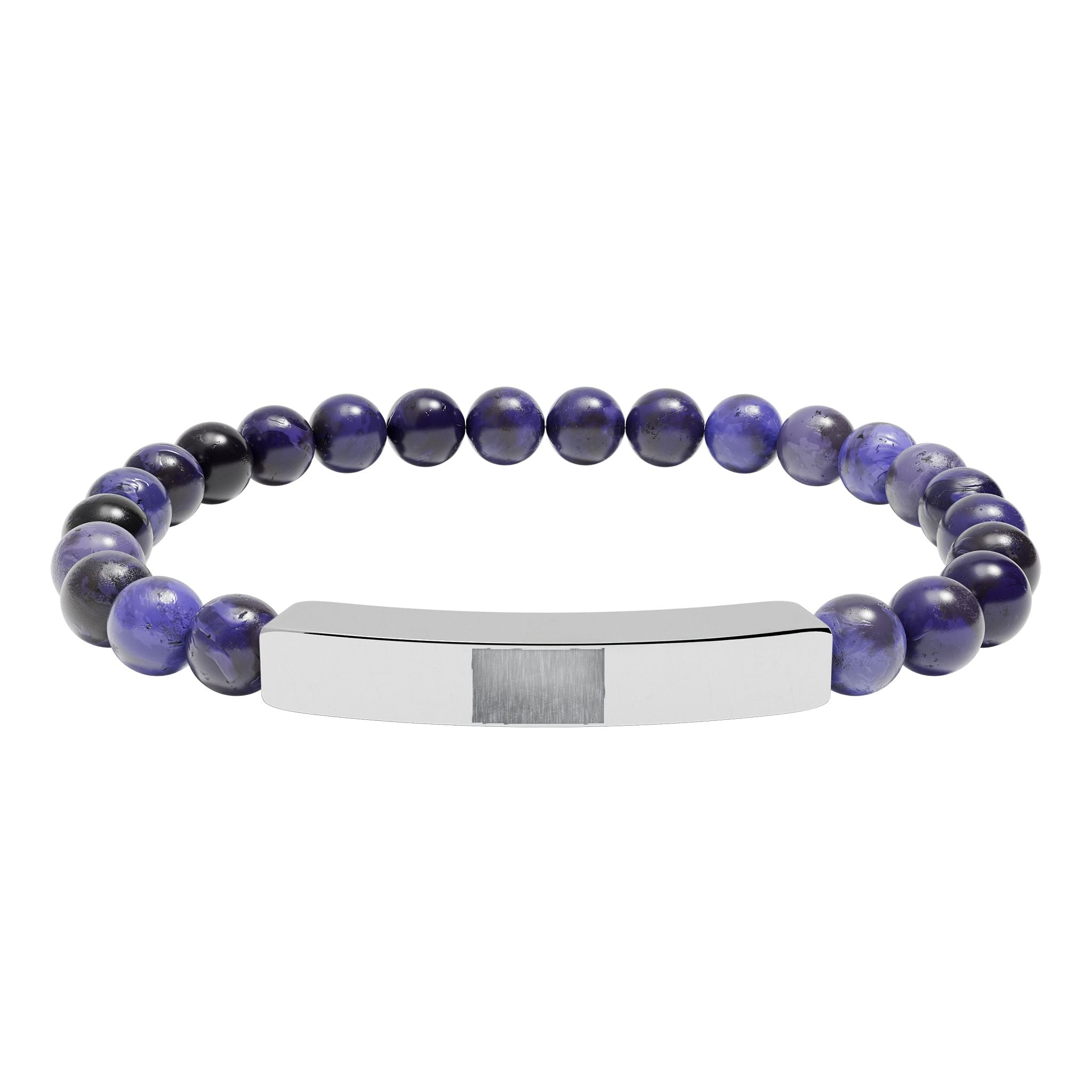Natural Stone Stretch Bar Bracelet (Engraving)
