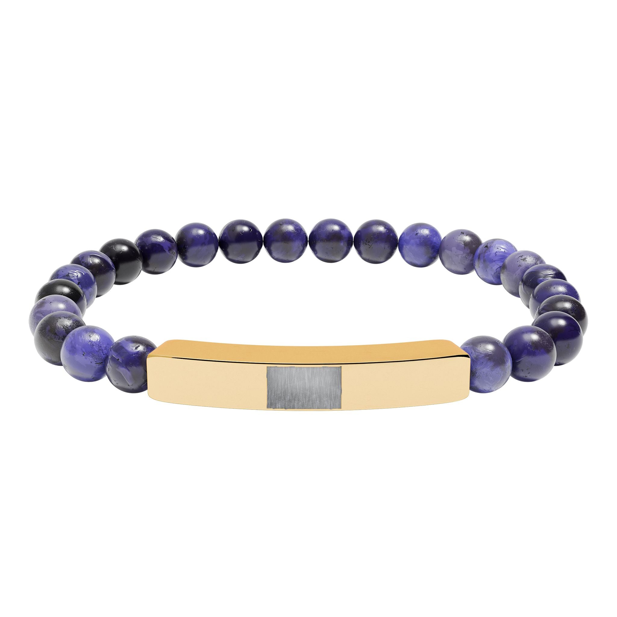 Natural Stone Stretch Bar Bracelet (Engraving)