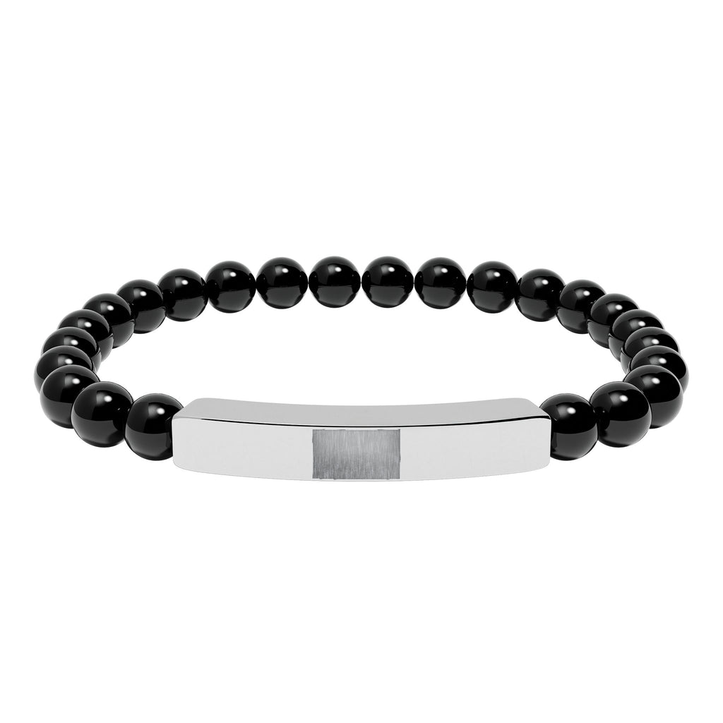 Natural Stone Stretch Bar Bracelet (Engraving)