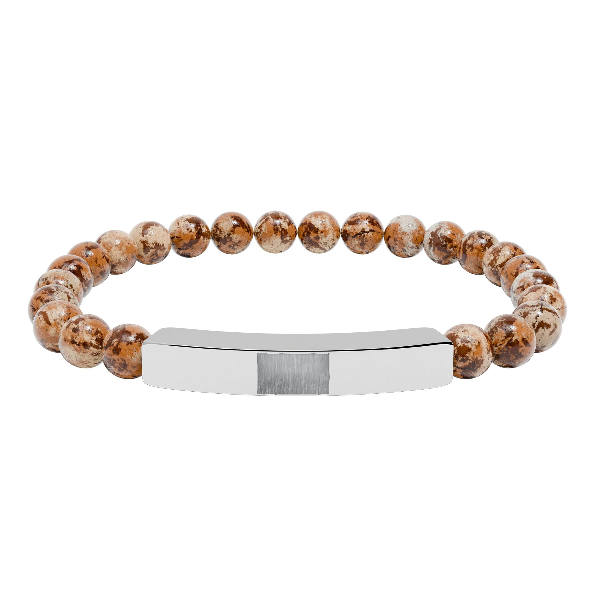 Natural Stone Stretch Bar Bracelet (Engraving)