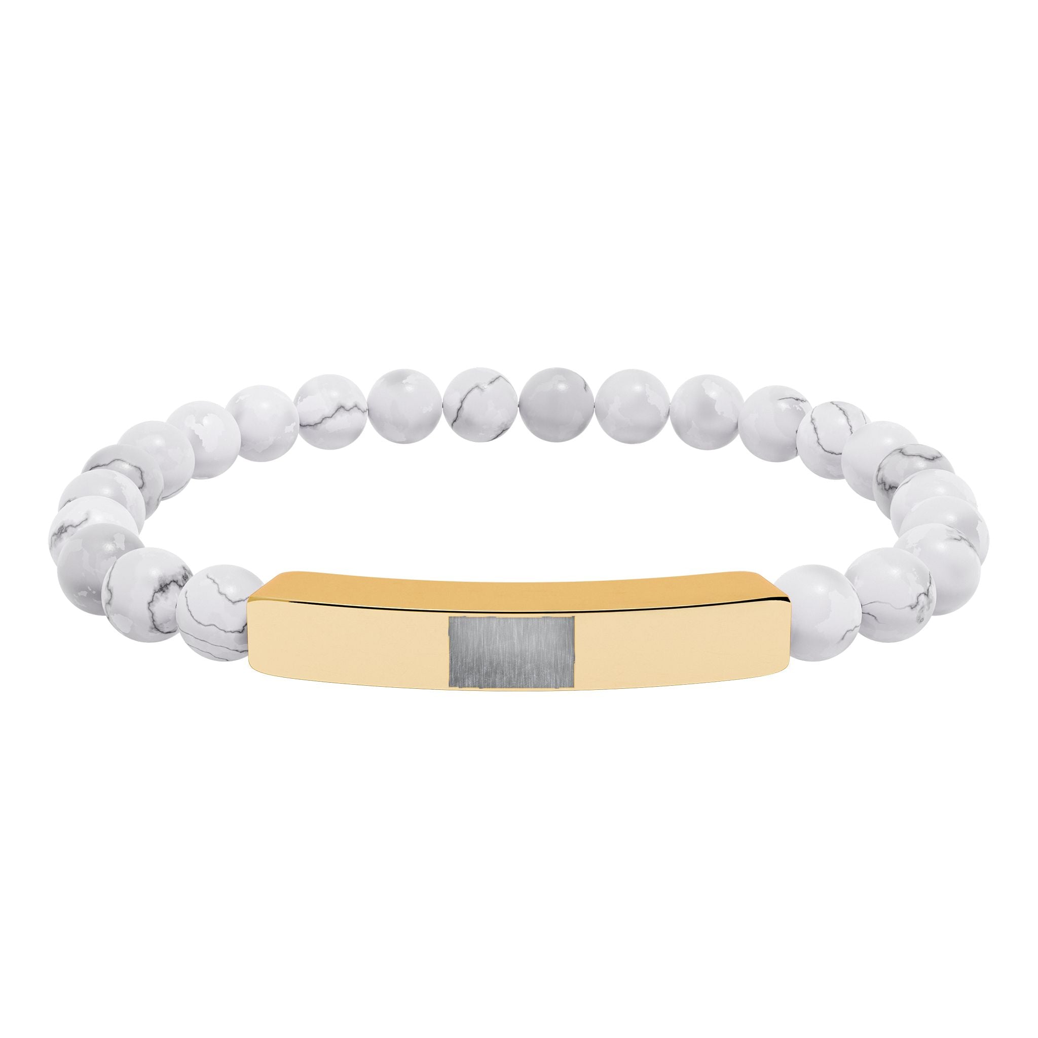 Natural Stone Stretch Bar Bracelet (Engraving)