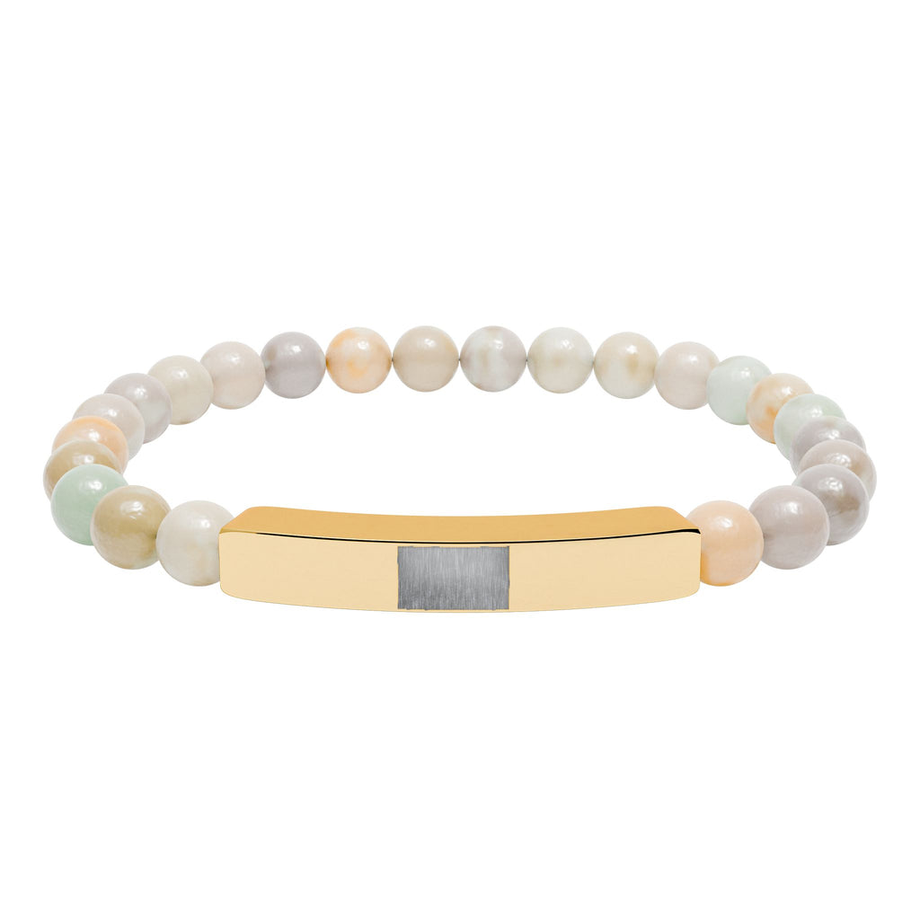 Natural Stone Stretch Bar Bracelet (Engraving)